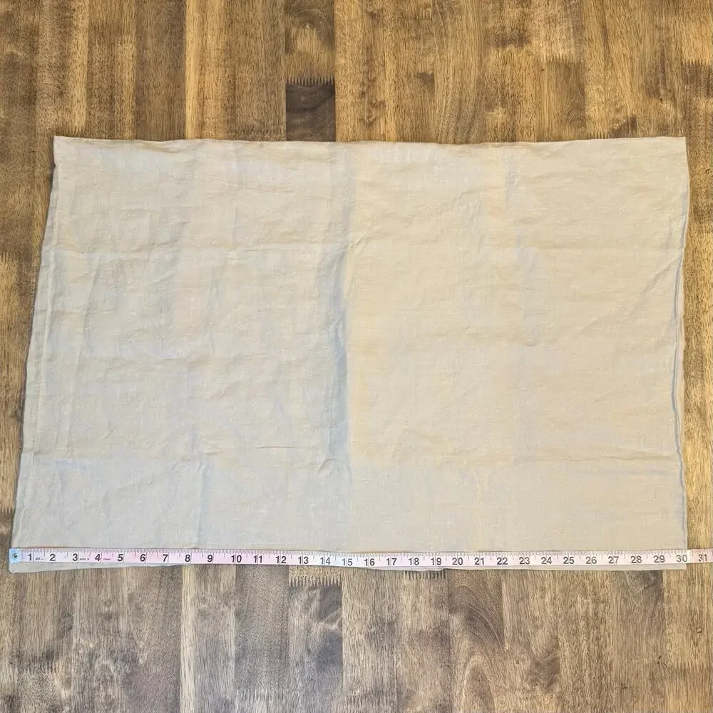 Crate & Barrel Aire Natural European 100% Linen Pillowcases Flax Beige Set of 2